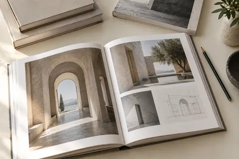Illustration éditoriale : Livre d’art illustré ouvert sur une table